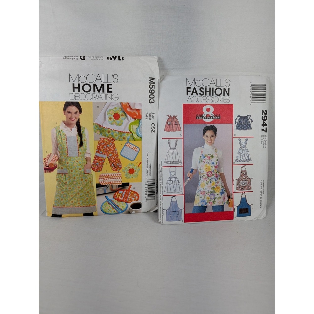 Mccalls Sewing Pattern Apron And Kitchen Accessories Lot Of 2